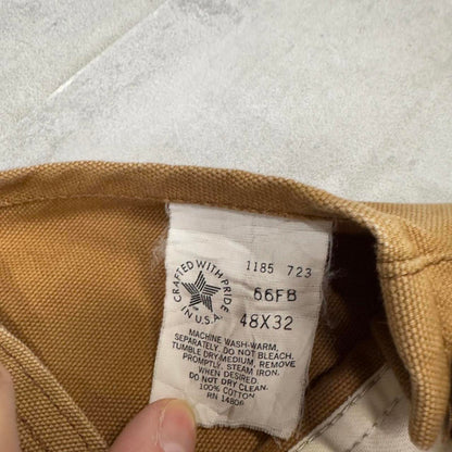 Vintage Carhartt dungarees W48L32 mens canvas overalls tan utility worker