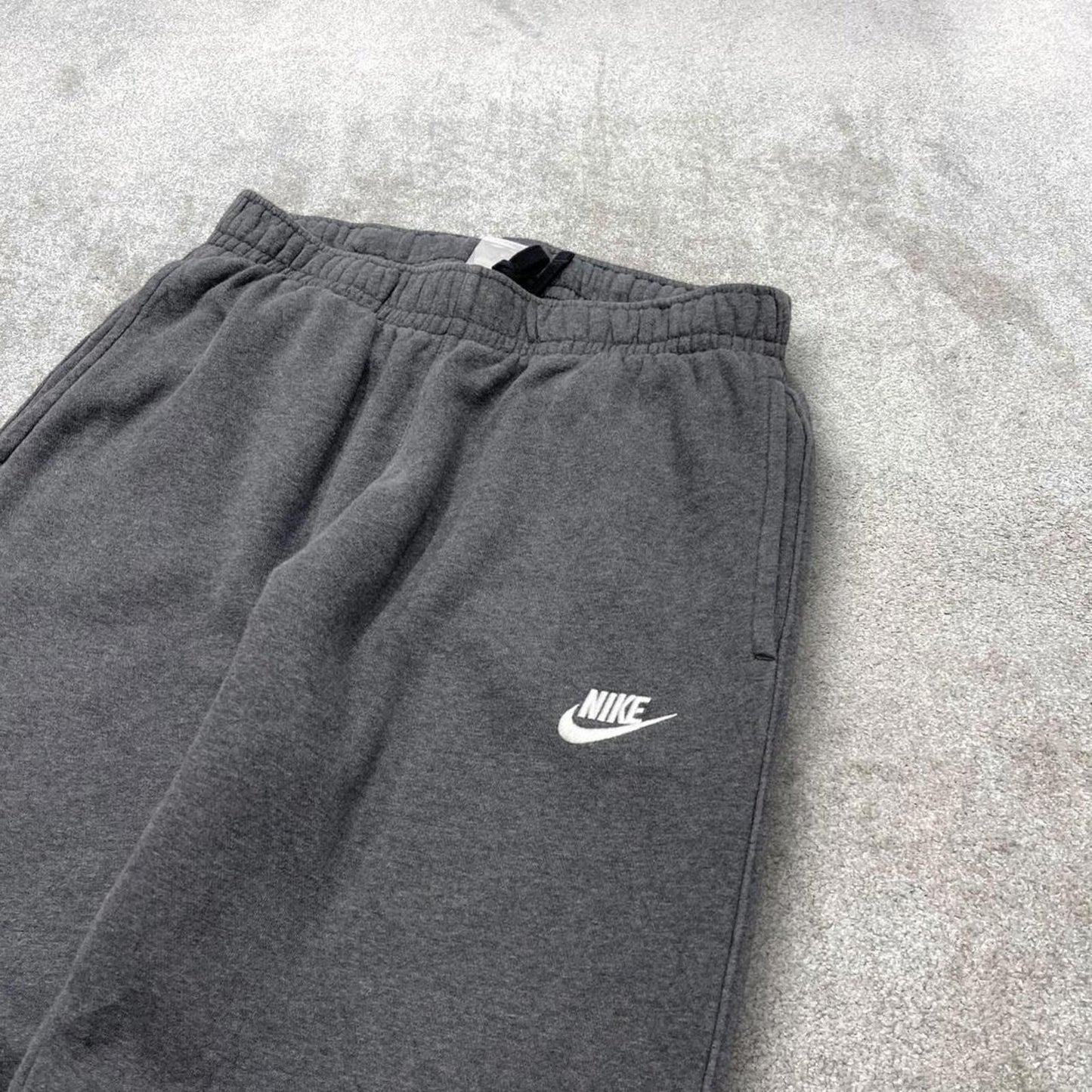 Y2k embroidered Nike sweatpants grey Cuffed joggers Swoosh logo gym sweats