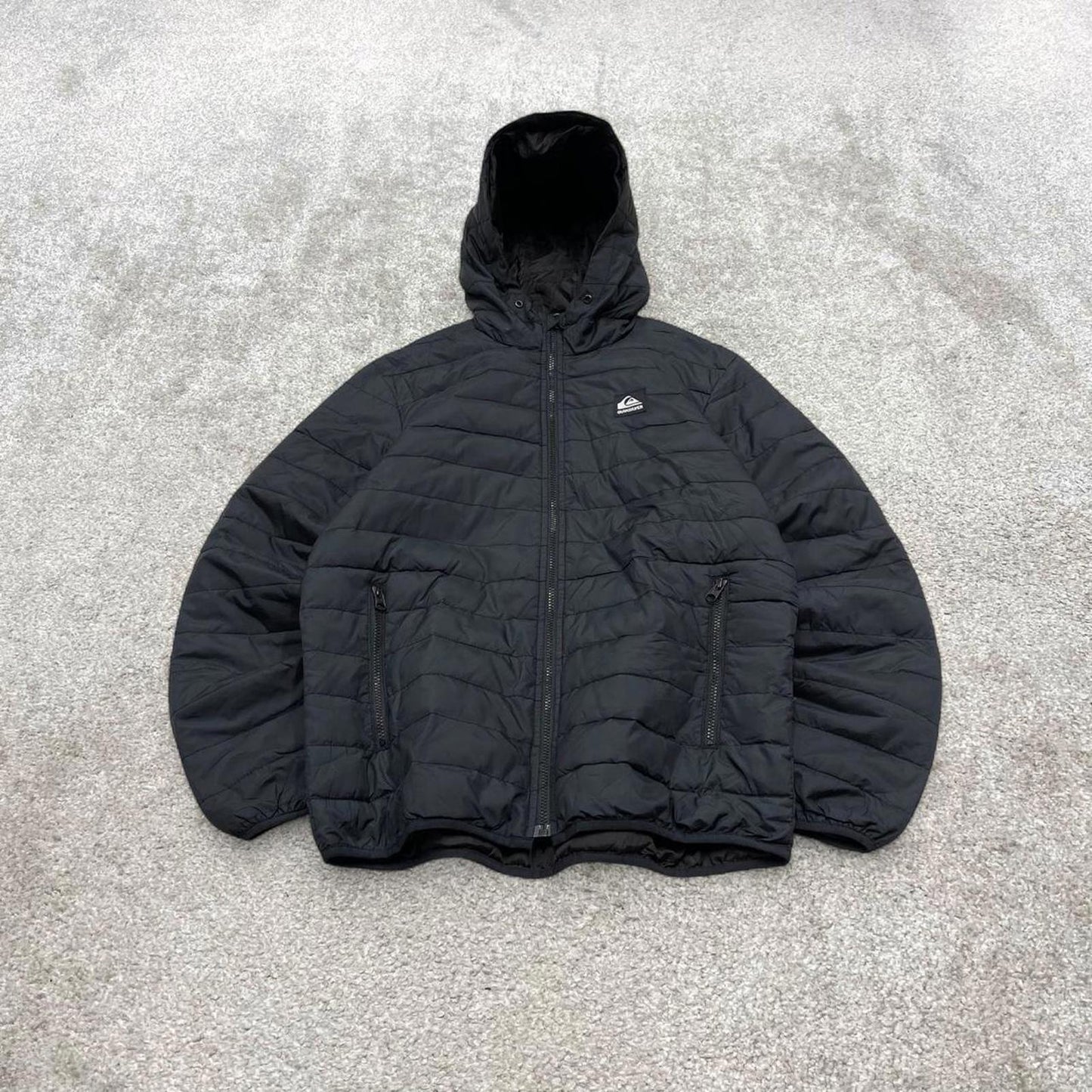 00s Quiksilver technical padded jacket M men's black y2k style hooded winter coat