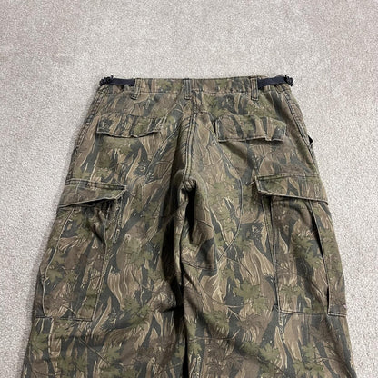USA camo cargo pants Y2K Small green Thick Smokey Branch camouflage hunting utility trousers