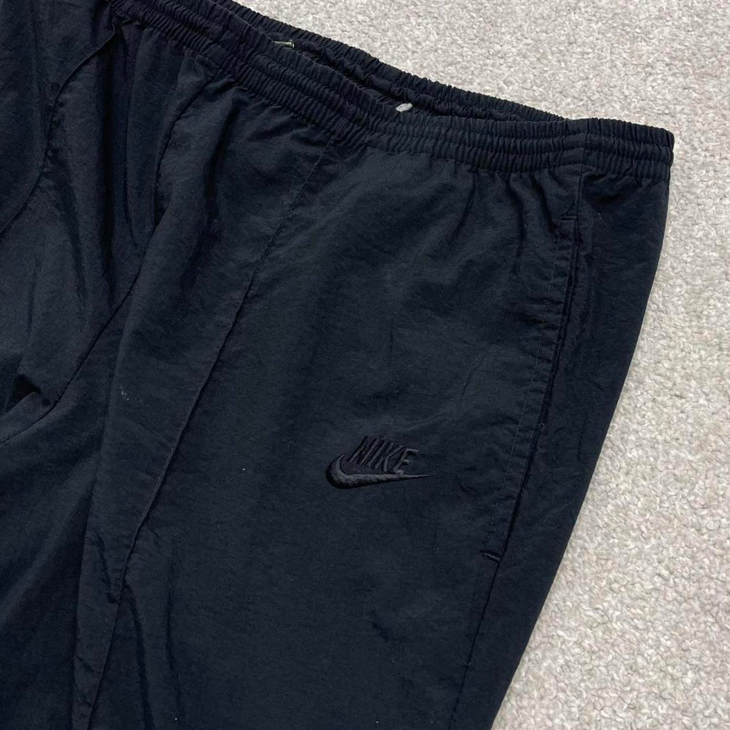 Vintage y2k Nike tracksuit bottoms black Lightweight floaty embroidered running track pants
