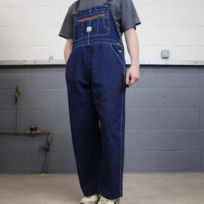 Vintage y2k denim dungarees loose leg blue Pointer workwear bib & brace overalls utility