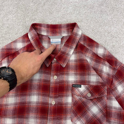 Red checkered Columbia technical flannel shirt XL men's long sleeve button up autumn y2k style