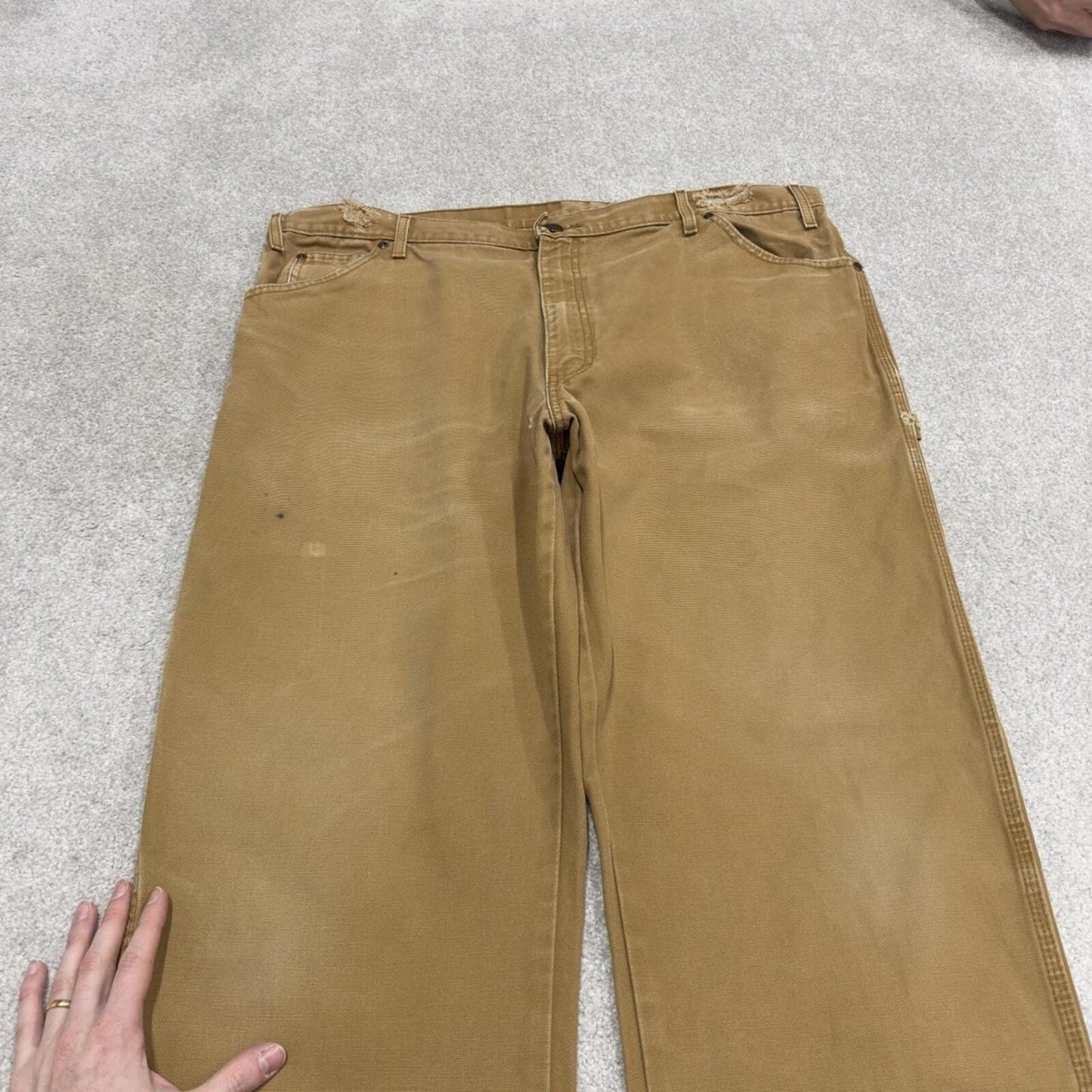 Dickies baggy carpenter jeans wide leg tan brown Loose canvas skate style cargo work pants