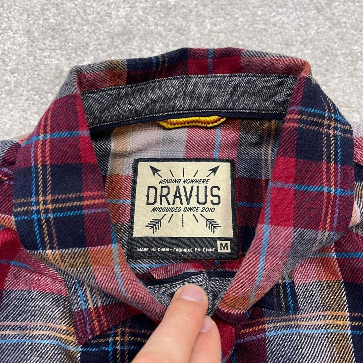 Y2K Dravus checkered plaid flannel shirt red Long sleeve check button down