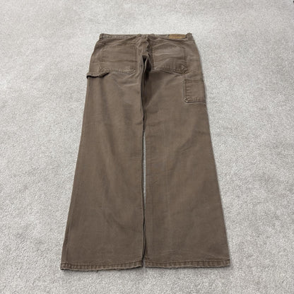 Brown Y2K denim carpenter jeans W34L32 Schmidt Workwear straight leg canvas skater pants