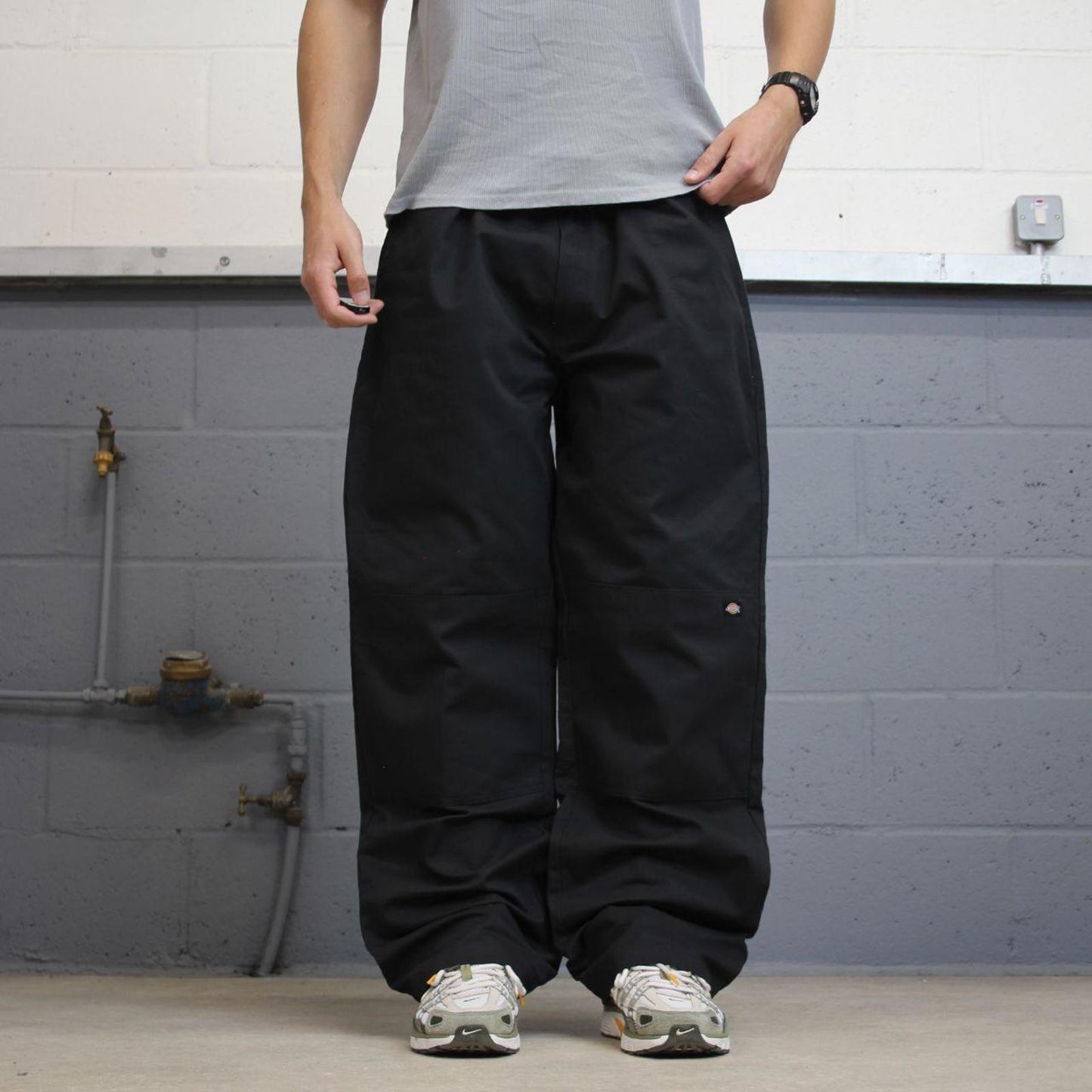 Baggy Dickies double knee pants W40 L32 black loose twill chino style skater pants