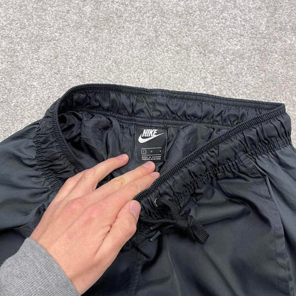 00s Nike tracksuit bottoms Large black grey loose leg y2k style joggers patch logo gym wear
