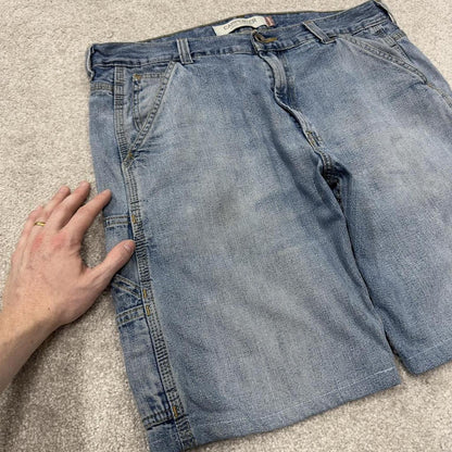 Levi’s denim carpenter shorts blue loose leg cargo jorts skate style summer