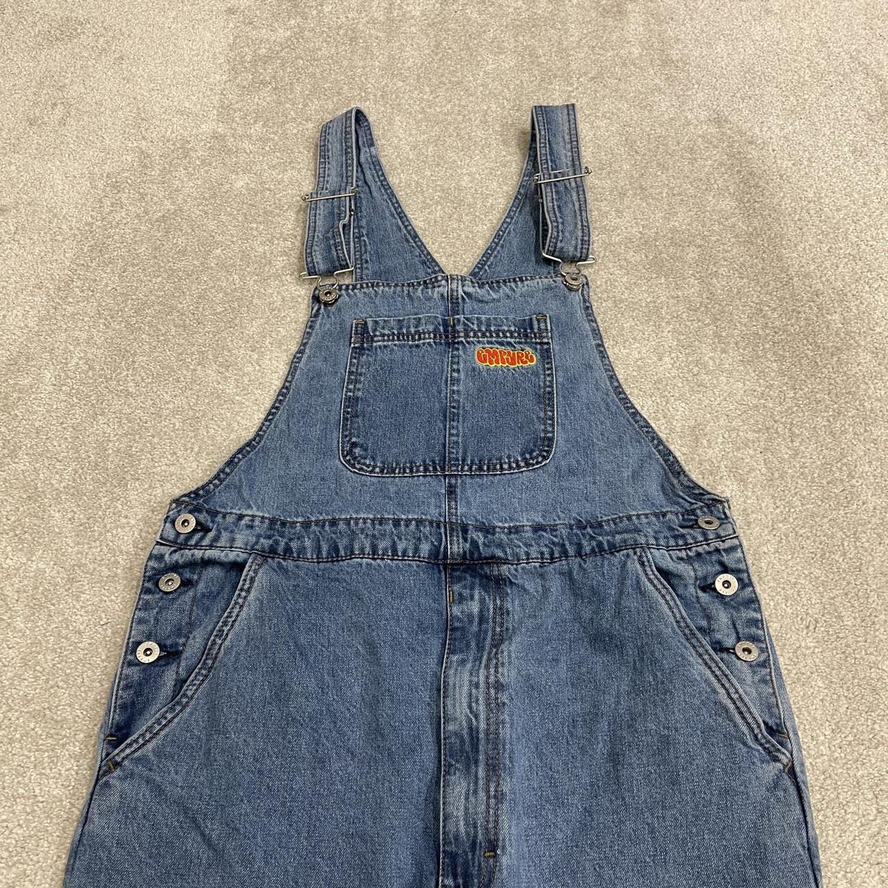 Empyre baggy denim dungarees y2k blue overalls Loose embroidered dungarees adjustable straps