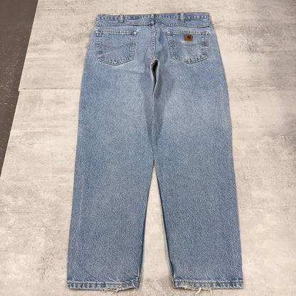 Mens Carhartt jeans W38 L30 blue Loose thick denim 90s style skate jeans