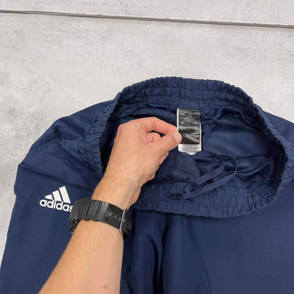 Navy Adidas trackies M y2k style sportswear track pants print logo