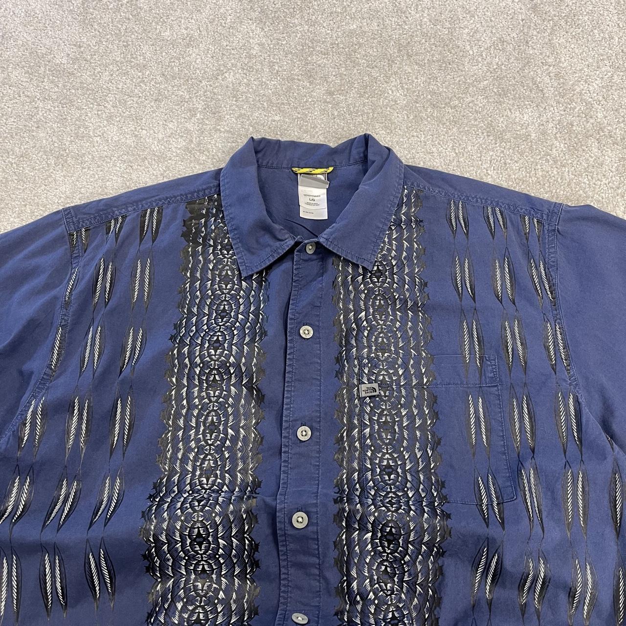 North Face funky pattern short sleeve shirt navy TNF boxy surf style summer festival shirt