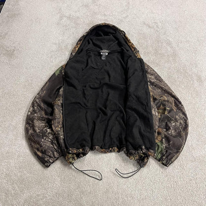 Winchester camo windbreaker fleece jacket khaki Full zip y2k adjustable hooded Mossy Oak camouflage