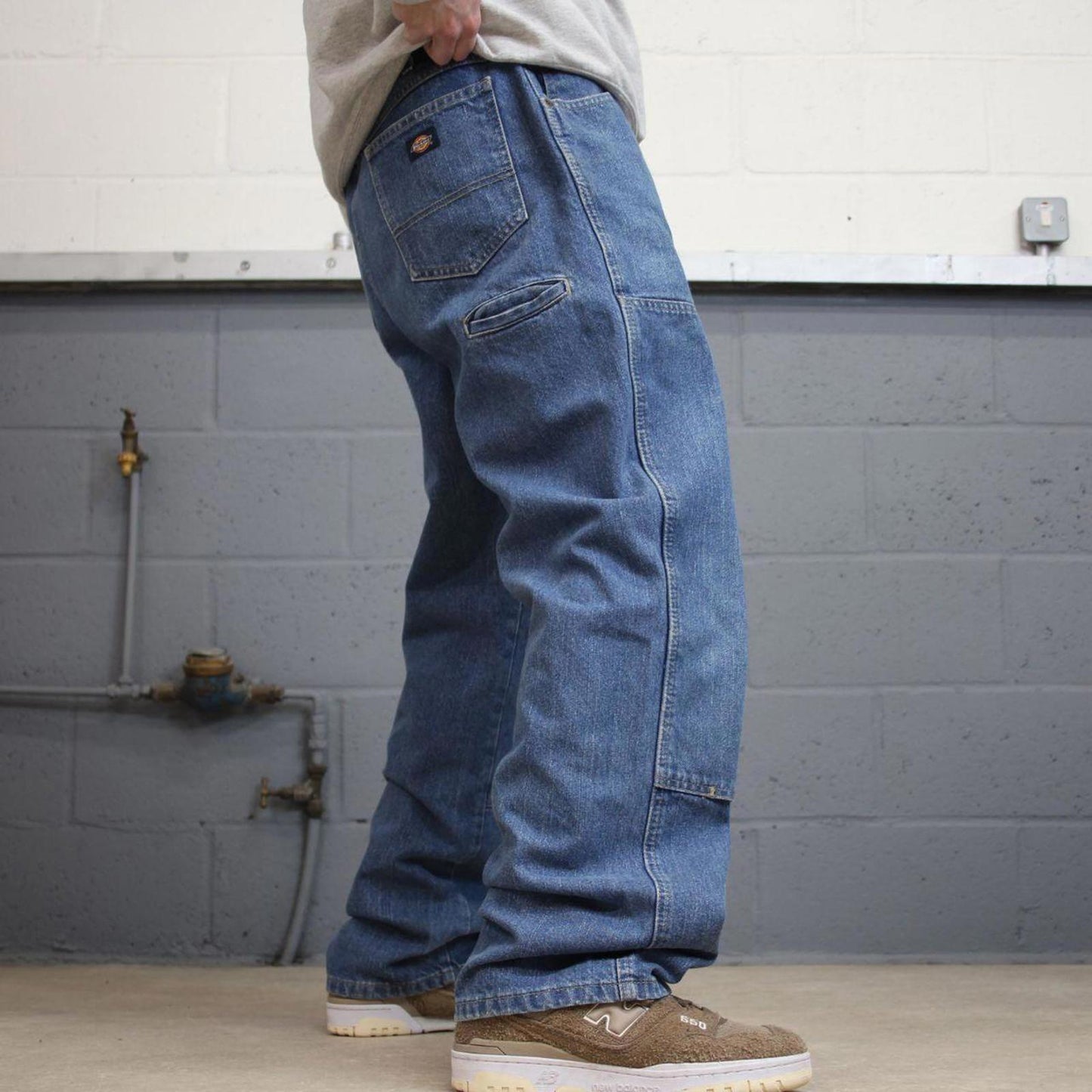 Vintage Y2K Baggy Dickies carpenter jeans blue denim double knee skater workwear pants streetwear