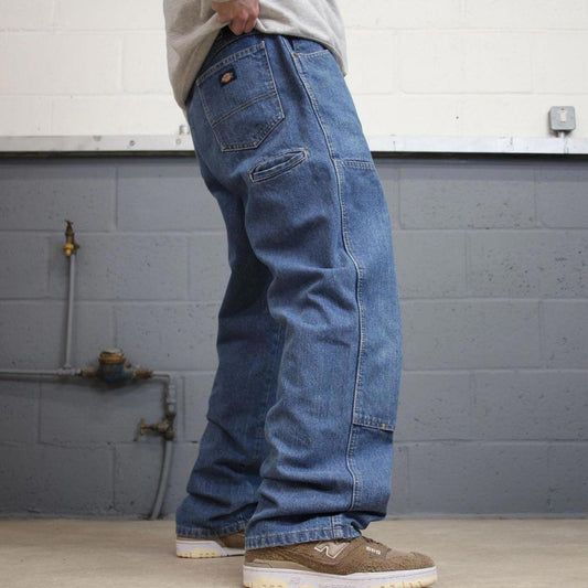 Vintage Y2K Baggy Dickies carpenter jeans blue denim double knee skater workwear pants streetwear
