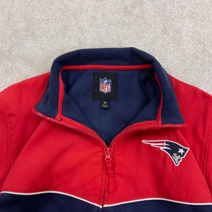 Y2K Red and Navy NFL technical full zip fleece M y2k style autumn new england patriots embroidery