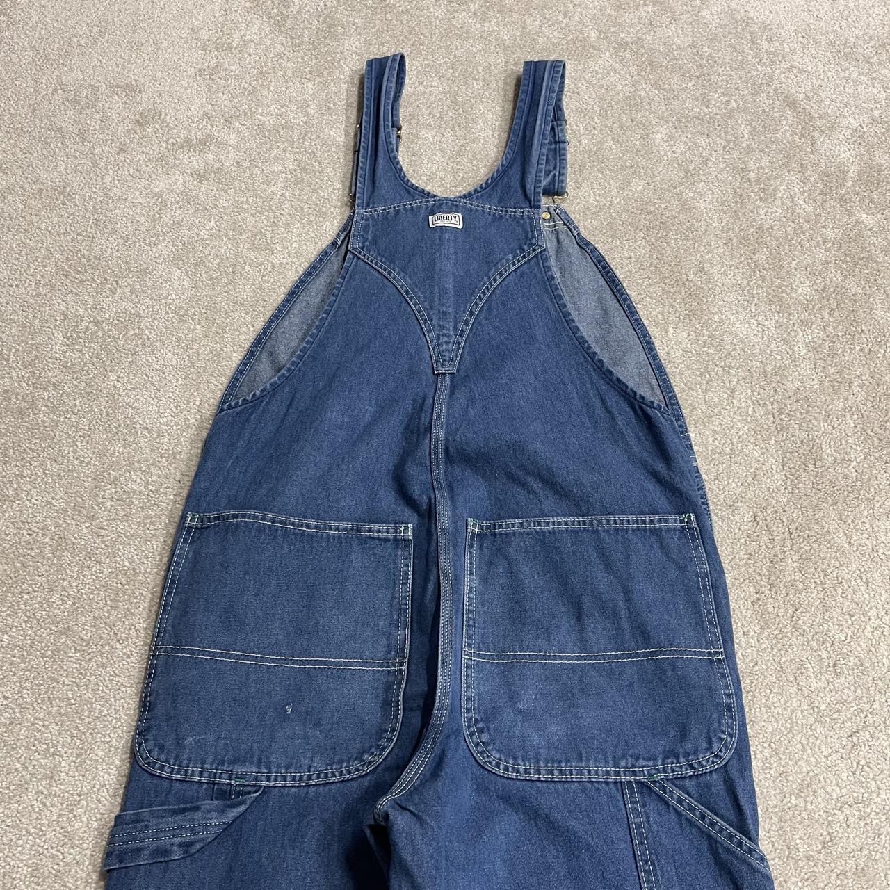 Vintage Liberty denim dungarees y2k blue Loose festival / skate wear bib utility work overalls