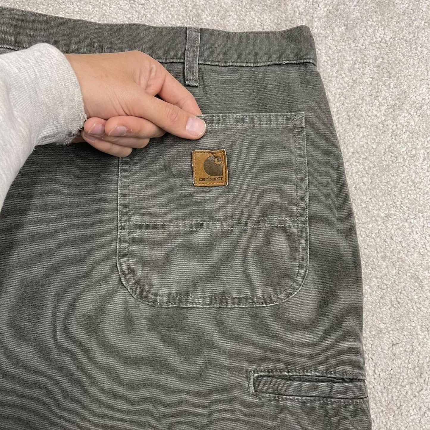 Carhartt baggy cargo shorts carpenter green Floaty canvas skater style work shorts