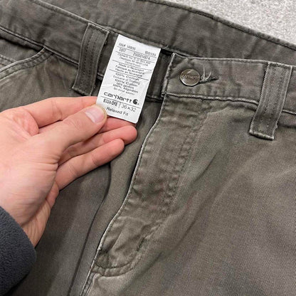 Y2k Carhartt carpenter work pants Khaki green Loose cotton skater style cargo work trousers