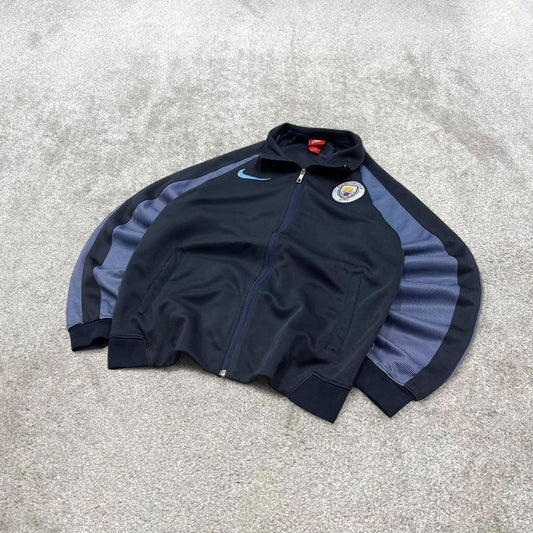 Nike Man City track jacket Medium men's y2k 00s style blue funky sports tracksuit