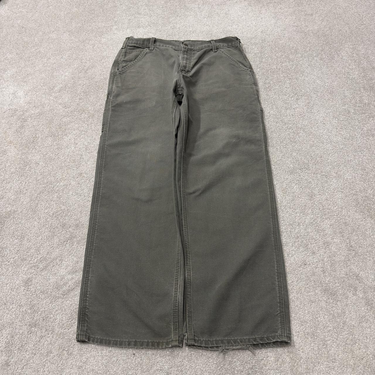 Green Carhartt carpenter jeans baggy W34L30 Loose fit American workwear skate pants utility pockets