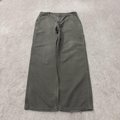 Green Carhartt carpenter jeans baggy W34L30 Loose fit American workwear skate pants utility pockets