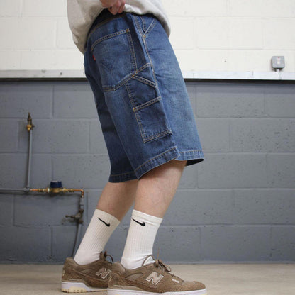 Vintage Y2k baggy Levi’s carpenter shorts skater style blue Wide leg denim summer festival jorts