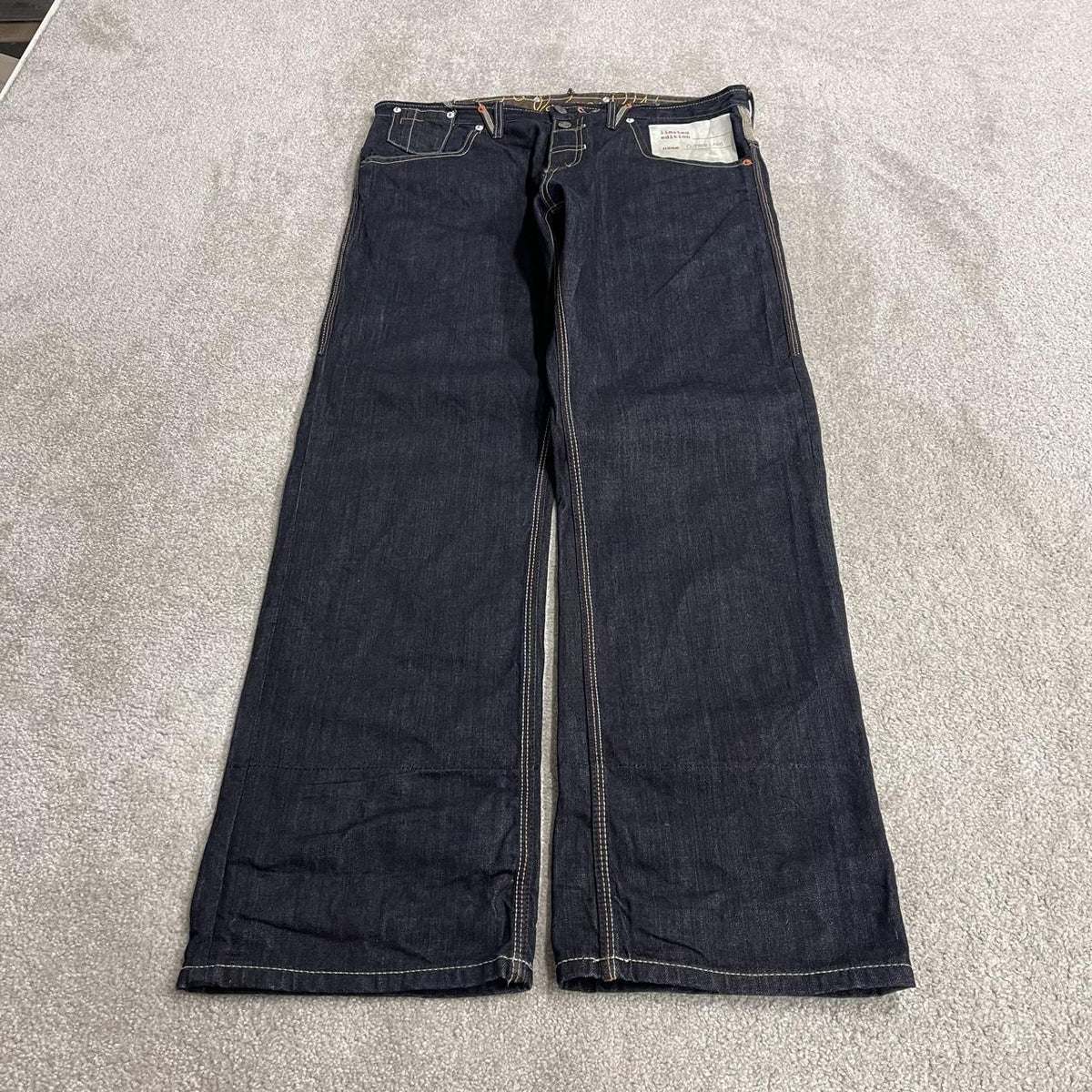 Y2K Artful Dodger Cutter Lads jeans navy straight leg big design hip hop style pants