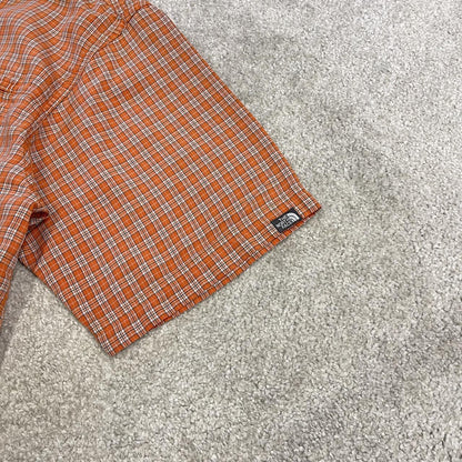 North face boxy checkered short sleeve shirt orange Y2K TNF surf style check shirt summer festival