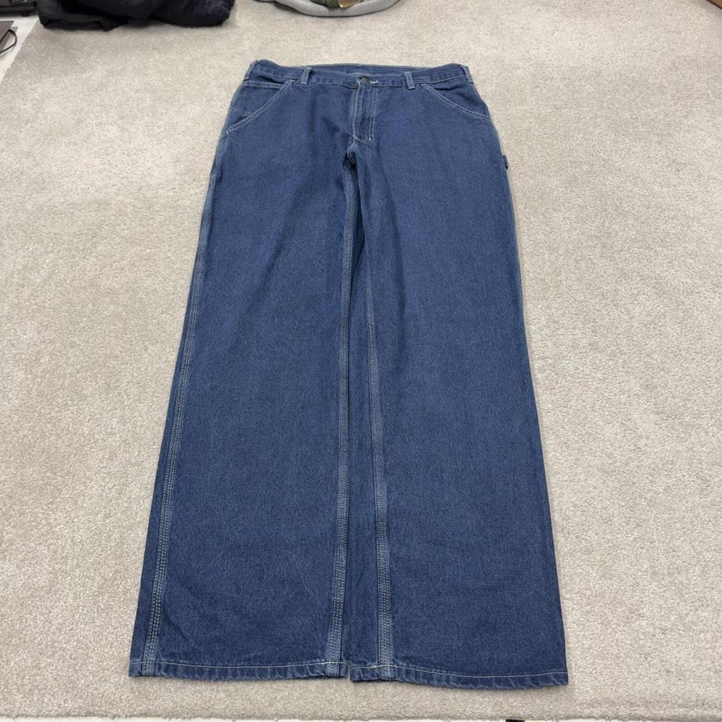Carhartt baggy carpenter jeans denim blue Loose wide leg workwear skater pants