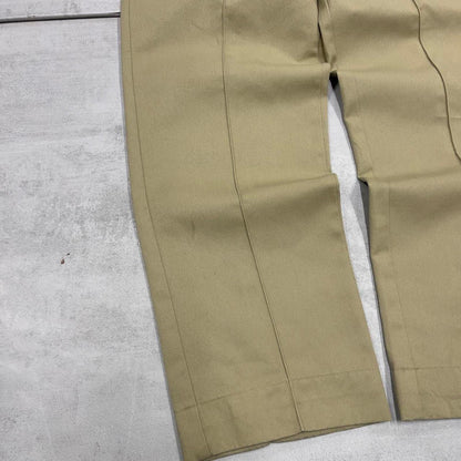 Khaki Dickies Pants W34L30 loose twill chino pleated 90s style skater pants