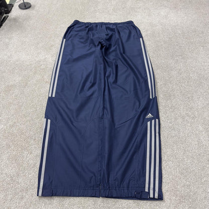 Baggy Y2K Adidas tracksuit bottoms navy L Wide leg mesh lined side stripe embroidered track pants