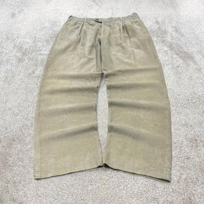 Baggy Berle corduroy pants W38L33 beige wide wale jumbo cord trousers 90s skater style