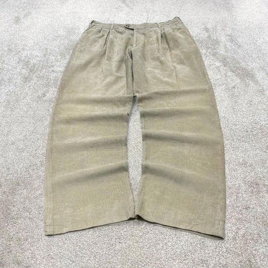 Baggy Berle corduroy pants W38L33 beige wide wale jumbo cord trousers 90s skater style