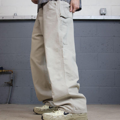 baggy vintage Carhartt carpenter pants beige y2k Loose leg 2000s style skater workwear cargos