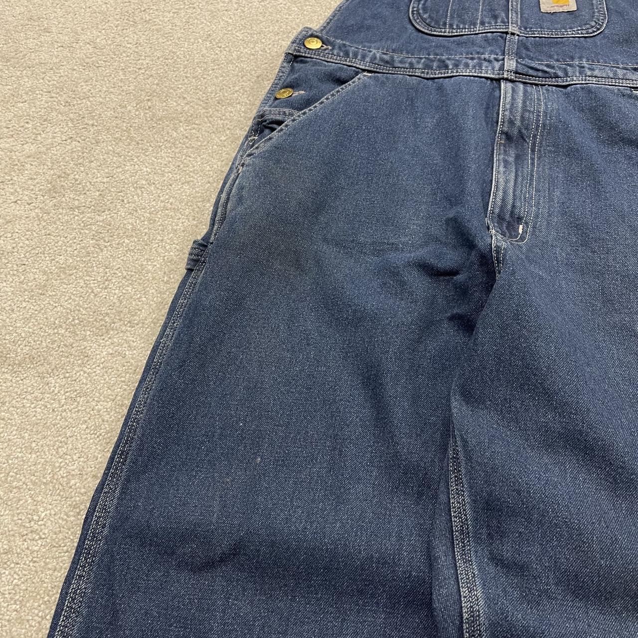 Carhartt denim dungarees y2k blue overalls Loose festival / skate wear bib & brace utility workwear