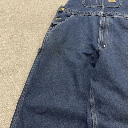 Carhartt denim dungarees y2k blue overalls Loose festival / skate wear bib & brace utility workwear