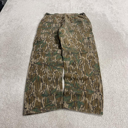 Vintage baggy realtree style camo cargo pants Y2K brown 100% cotton thick fleece tree camouflage