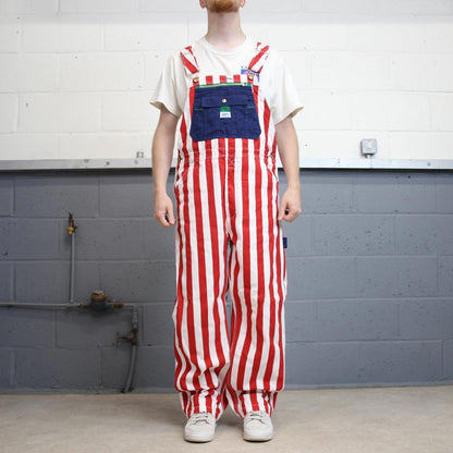 Vintage Liberty dungarees W34L30 USA striped mens canvas overalls