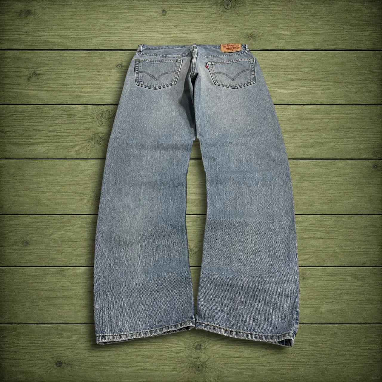 Y2K levi’s 505 jeans W34L34 straight leg washed blue Straight fit 5 pocket pants red tab logo