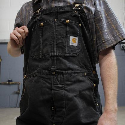 Carhartt baggy dungarees thick insulated overalls washed black
