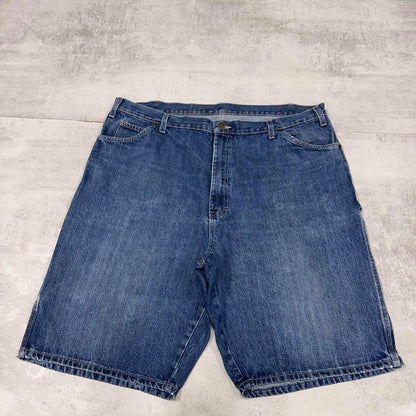 Dickies carpenter shorts loose Mens W42 Blue denim cargo 90s style skater jorts