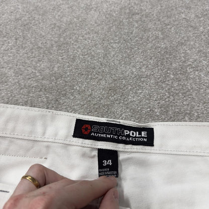 Baggy Southpole denim shorts y2k white Streetwear skater style surf shorts
