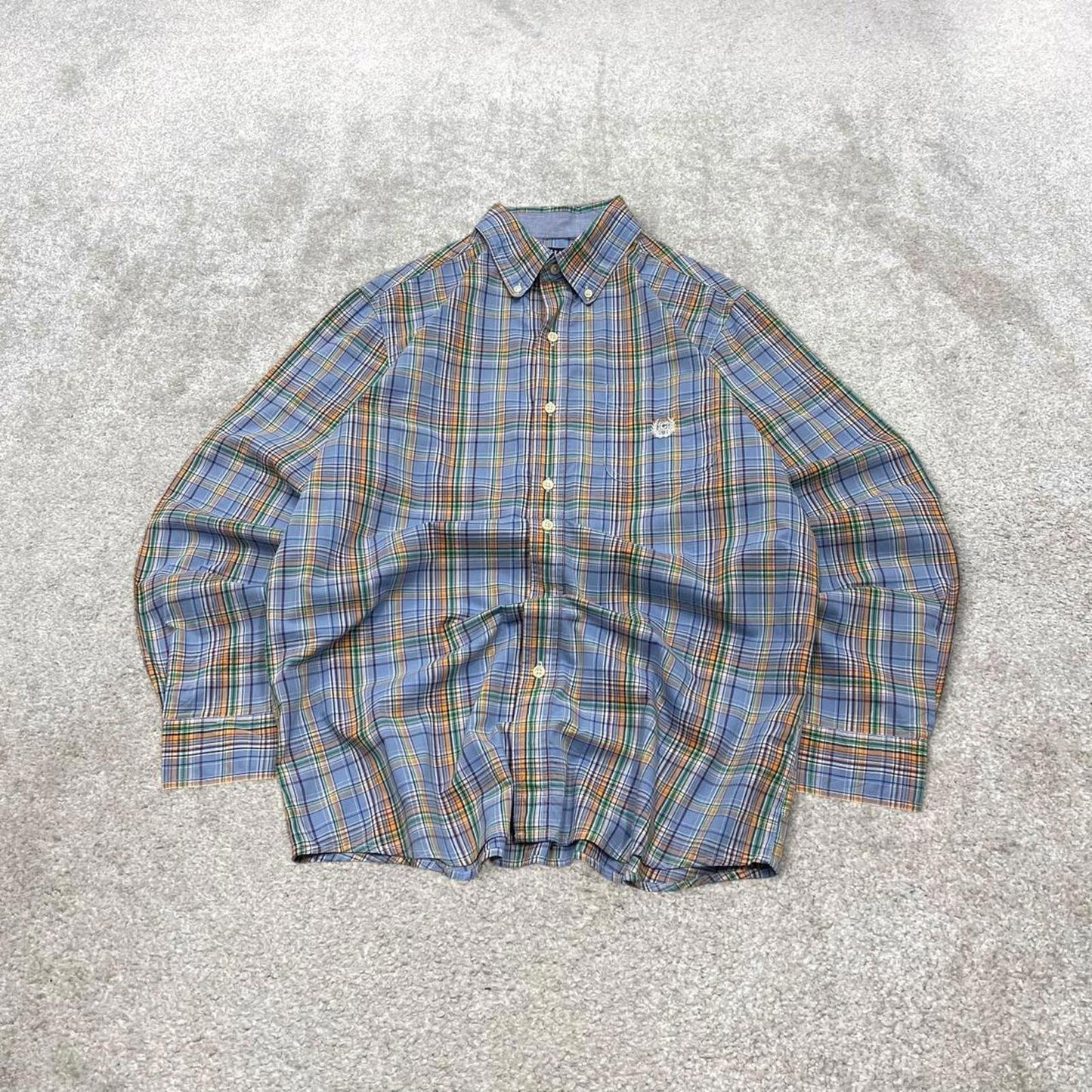 Chaps checkered shirt blue casual M men's long sleeve button up autumn y2k style