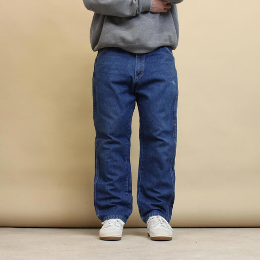 Blue Dickies jeans W38 loose denim 90s style skater jeans patch logo