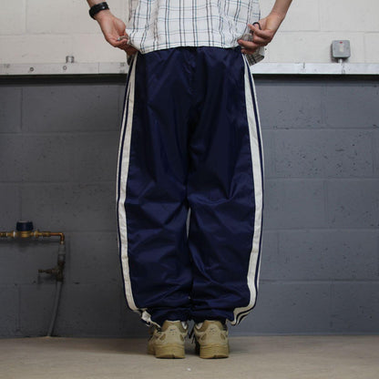 Vintage Adidas Team tracksuit bottoms navy Loose baggy y2k embroidered lined side stripe track pants