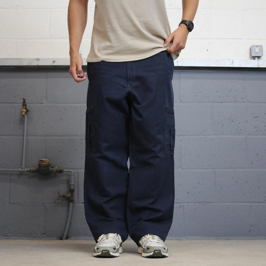 Baggy Dickies cargo trousers skater workwear W38L30 navy twill style chino carpenter pants casual