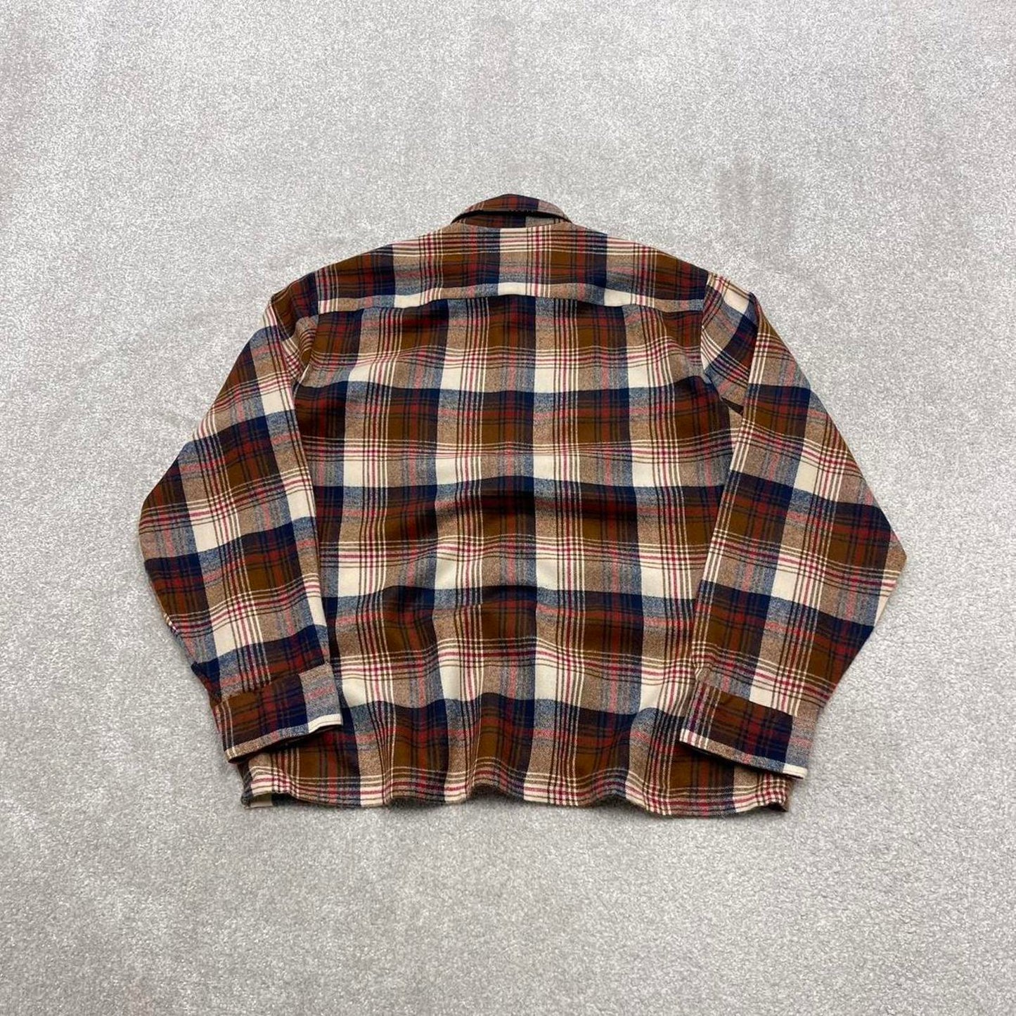 Checkered plaid flannel shirt autumnal L brown men's long sleeve thick button up y2k style