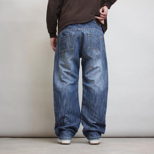 Blue Southpole jeans W38 L32 loose 90s style skater jeans tab logos